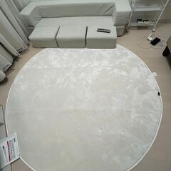 サヤンサヤン 洗える【きまりました決まりました】 マイクロファイバー 円形 ラグ なごみ 直径 190 スノーホワイトの画像