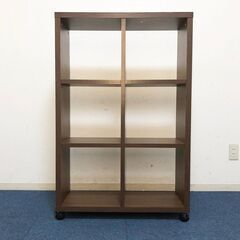 モダンスタイル 木目調ブラウン飾り棚・スタッキングシェルフ・リビングボード・収納ボックス キャスター（ロック2ヶ所）付きの画像