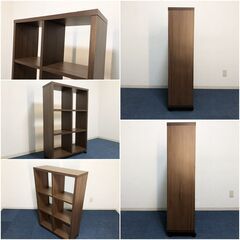 モダンスタイル 木目調ブラウン飾り棚・スタッキングシェルフ・リビングボード・収納ボックス キャスター（ロック2ヶ所）付きの画像