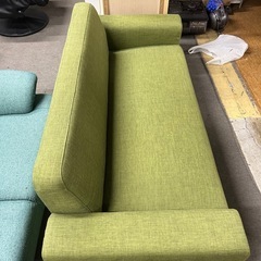 2人掛けソファ　グリーン　布ソファの画像