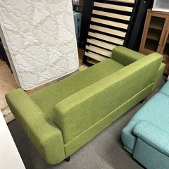 2人掛けソファ　グリーン　布ソファの画像