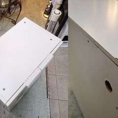 キャスター付き キャビネット■横幅60㎝×奥行38cm×高さ75.5cm■2枚ガラス扉 棚板可動式 ホワイト 食器棚■近隣配送無料 買取帝国 朝霞店の画像