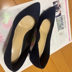 【GU】レディース　マシュマロパンプス　ネイビー　23センチ スエードパンプス　ジーユーの画像