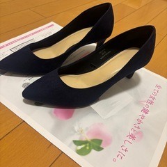 【GU】レディース　マシュマロパンプス　ネイビー　23センチ スエードパンプス　ジーユーの画像