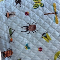 キルト生地 昆虫柄 ブルー 未使用品の画像