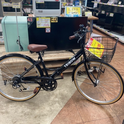 ?超美品?TRIBOW?26インチ?折りたたみ自転車?6段変速ギア?LEDオートライト?黒?1507