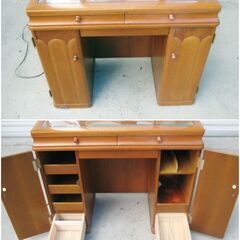 Art Furniture SAINAKA 高級ドレッサー（椅子付き）ナポリ　チークマサ　化粧台　三面鏡　直接引取限定　配送リクエストOK サイナカ　197ZSの画像