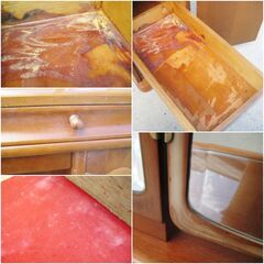 Art Furniture SAINAKA 高級ドレッサー（椅子付き）ナポリ　チークマサ　化粧台　三面鏡　直接引取限定　配送リクエストOK サイナカ　197ZSの画像