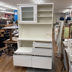 ジモティー限定価格！S765 ⭐ NITORI ニトリ キッチンボード 食器棚 大きめ炊飯器置場 幅120cm USEDの画像