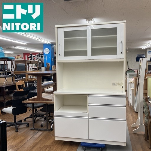 ジモティー限定価格！S765 ⭐ NITORI ニトリ キッチンボード 食器棚 大きめ炊飯器置場 幅120cm USED