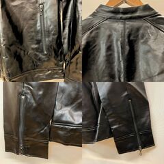 ZIP FIVE フェイクレザー・シングルライダースジャケット（ブラック）メンズ・Lサイズの画像