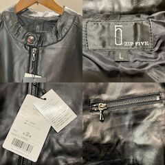 ZIP FIVE フェイクレザー・シングルライダースジャケット（ブラック）メンズ・Lサイズの画像