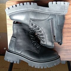 新品 23.5cm レディース ブーツ ブラック 厚底 シューズ ショートブーツ【B073-Z】の画像