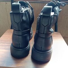 新品 23cm レディース ブーツ ブラック 厚底 シューズ ショートブーツ【B074-Z】の画像