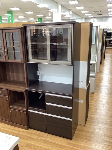 【トレファクマーケット久喜店】松田家具　2枚扉レンジボード　ミロレンジ　ダーク