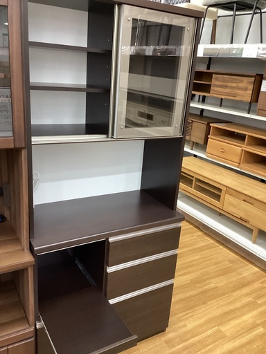 【トレファクマーケット久喜店】松田家具　2枚扉レンジボード　ミロレンジ　ダーク