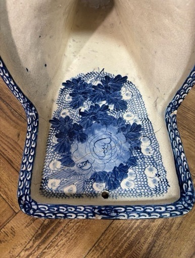 ◎陶器◎小便器2点セット◎和モダン◎青染付◎骨董◎トイレ◎旧家◎便所◎花文◎古道具◎大正～昭和？◎アンティーク◎レトロ◎