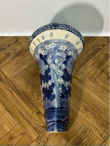 ◎陶器◎小便器2点セット◎和モダン◎青染付◎骨董◎トイレ◎旧家◎便所◎花文◎古道具◎大正～昭和？◎アンティーク◎レトロ◎