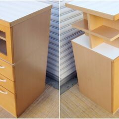 キッチンカウンター　イフHCW　幅120㎝　キッチンボード　収納棚　食器棚　キャビネット　レンジ台　ナチュラル　直接引取限定　199ZSの画像