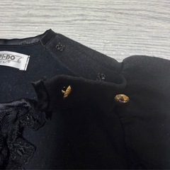 【PU・PU・PU・DO】フリルレースブラウス 黒 100サイズ前後 平置き36cmの画像