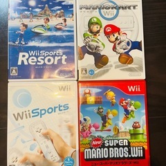 ゲーム　Wii 本体　リモコン　ソフト4点の画像
