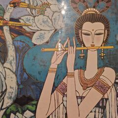 ザン・ホンビン●Zhang Hongbin●シルクスクリーン「笛を吹く少女」の画像