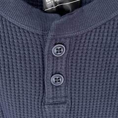 【未使用】BEAMS T ビームスT ワッフル ヘンリーネック Tシャツ 半袖 M NAVY ネイビー 75-04-0078-147 メンズの画像