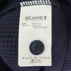【未使用】BEAMS T ビームスT ワッフル ヘンリーネック Tシャツ 半袖 M NAVY ネイビー 75-04-0078-147 メンズの画像