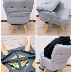 回転ローチェア/布地ソファー/グレーの画像