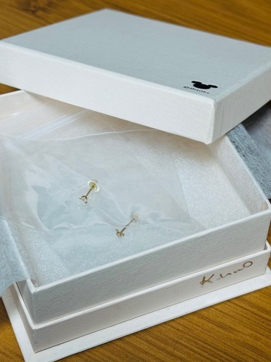 K18イエローゴールド,Dia0.02ct×2　K.UNO ディズニー ミッキーピアス ジュエリー
