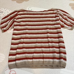 LOUNIE 赤と白ストライプ 五分袖ニットの画像