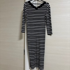 ROYAL PARTY ストライプ Vネック 七分袖ワンピースの画像