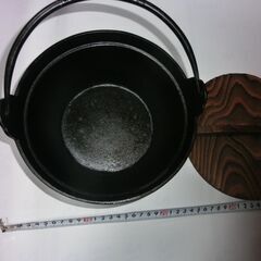 ●南部池永（裏記載有り）、鉄鍋、状態、●使用感無し、木の蓋つき、持ち手高さまで２２cm、画像参照、★お手数をおかけしますプロフィール必読ですの画像