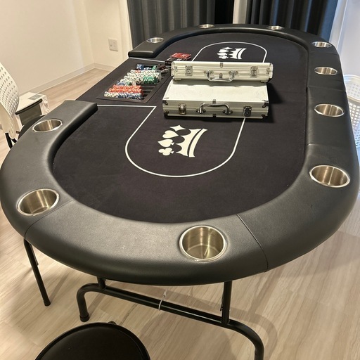 【美品】折りたたみ式ポーカーテーブル10人用 / チップ・カード付き