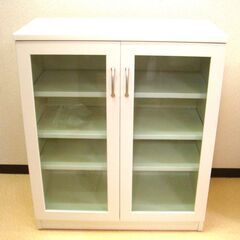 美品　おしゃれ　幅750×奥行350×高さ884 アート50 日本製 キャビネット ホワイト 白の画像