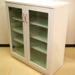 美品　おしゃれ　幅750×奥行350×高さ884 アート50 日本製 キャビネット ホワイト 白の画像