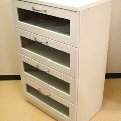 美品　おしゃれ　幅550×奥行350×高さ884 アート50 日本製 キャビネット ホワイト 白の画像