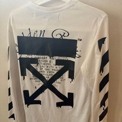 OFF-WHITE オフホワイト ロンT 長袖Tシャツ 白 黒 Mの画像
