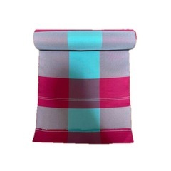 【新品未使用】チェック柄 反物 モダン 着物地 ターコイズ×ワインレッドの画像