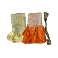 【新品未使用・箱付き】帯揚げ 帯締め セット 絞り 桐箱入り 黄×橙 フォーマルの画像