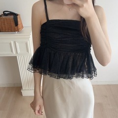 グレイルドット柄シアーチュールキャミビスチェ　　　の画像