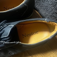 Nestor ブラックレザー カジュアルシューズ25cmの画像