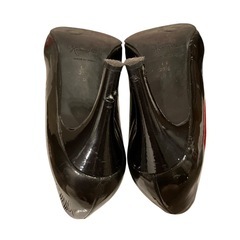 エナメル パンプス 黒　銀座カネマツ　23 1/2の画像