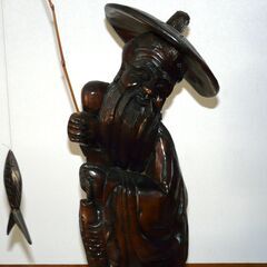 配達先決定🚚　無料配達します🚚一刀彫💖太公望　釣り老人💖高さ80㎝💖縁起物💖の画像