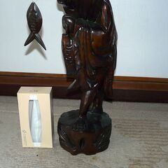 配達先決定🚚　無料配達します🚚一刀彫💖太公望　釣り老人💖高さ80㎝💖縁起物💖の画像