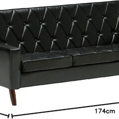 【カリモク正規品】 カリモク60 ロビーチェア 3シーター スタンダードブラック U36213BDK ソファー karimoku 幅174ｃｍ×奥行78×高さ73×座高39cmの画像