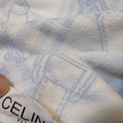 CELINE セリーヌ　高級毛布　ブランドロゴ刺繍入り　総柄　　シングルブランケットの画像