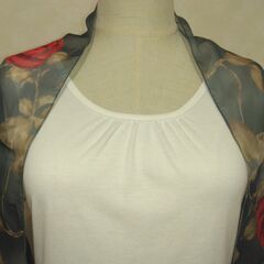 ストール　ダークグレー×バラの画像