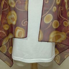 ストール　ダークレッド×花の画像