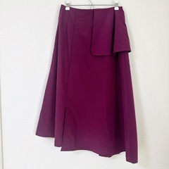新品【CELFORD セルフォード】タックスカート ロングスカート アシンメトリー パープル 38 Mサイズの画像
